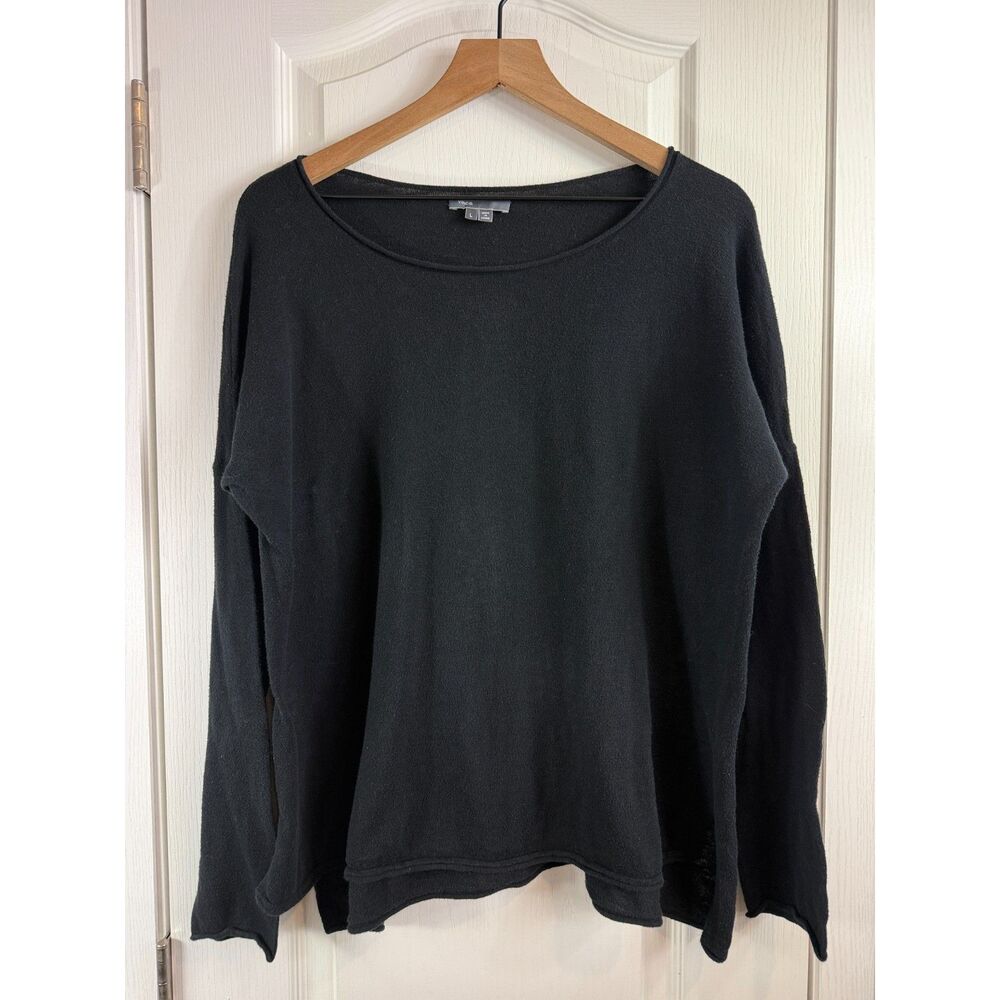 Vince Women's Black Drop Sleeve Lightweight Sweater Size L Large